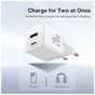 Зарядний пристрій Baseus 1xUSB-C 20W + 1xUSB white + cable USB-C to USB-C 60W 1.0m (P10111608213-01) - зменшене зображення 7