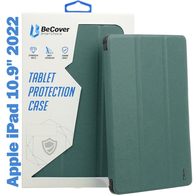 Чехол для планшета BeCover TPU Edge mount Apple Pencil Apple iPad 10.9" 2022/24/11" 2025 Dark Green (708482) - изображение 1