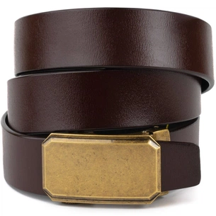 Ремінь Vintage Чоловічий з латунною пряжкою Коричневий (20276) зображення 1