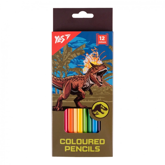 Олівці кольорові Yes 12 кольорів Jurassic World хакі (290722) - зображення 1