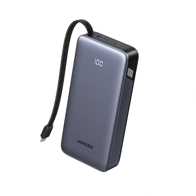 Батарея універсальна Ugreen 20000mAh 45W with Built-in Cable (PB536 55988B) - зображення 1