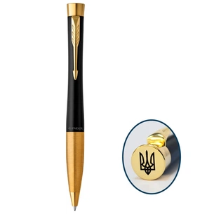 Ручка кулькова Parker URBAN 17 UKRAINE Muted Black GT BP Тризуб на торці (30035_TR) изображение 1