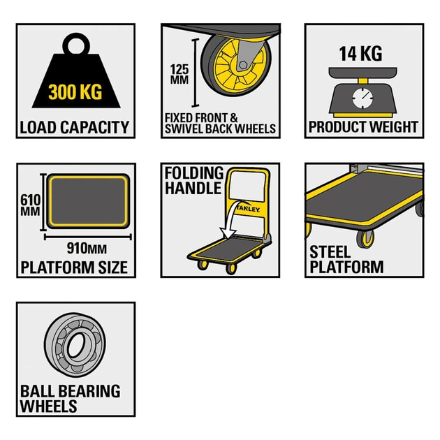 Візок вантажний Stanley до 300кг, розмір платформи 91х61см (SXWT-PC528) - picture 4