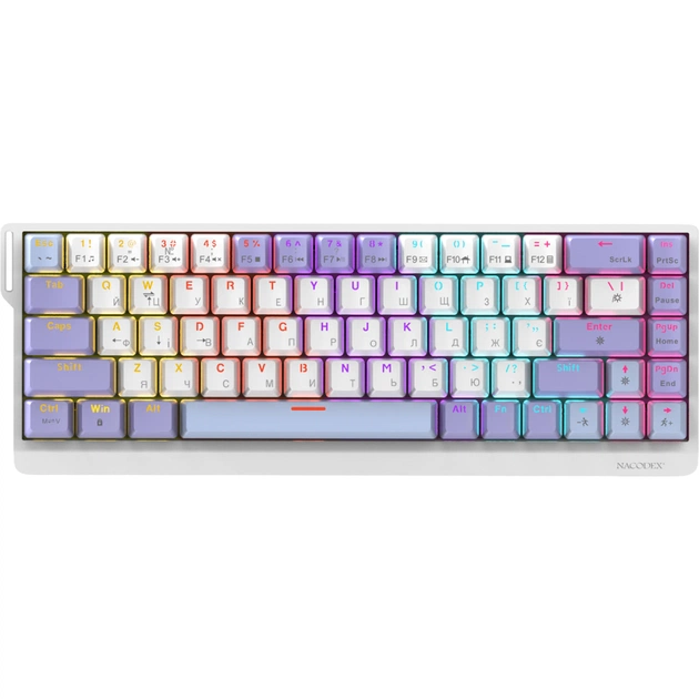 Клавіатура Ajazz NacodeX NK68 V2 Red Switch LED USB UA Purple/White/Blue (NK68-V2-R-PWB) - зображення 1