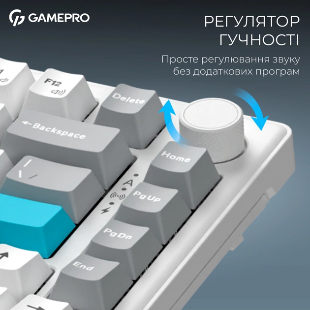 Клавіатура GamePro Asgard Yord Wireless/Bluetooth/USB UA White (MK266WH) - picture 11