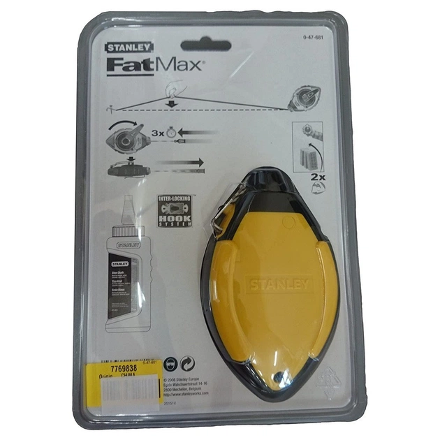 Шнур розміточний Stanley FATMAX, 30м у комплекті, крейдяний порошок, підвісний рівень. (0-47-681) - picture 3