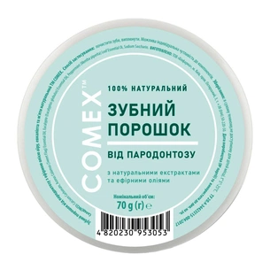 Зубний порошок Comex Натуральний Від пародонтозу З ефірною олією аїру, евкаліпту та м'яти 70 г (4820230953053) зображення 1