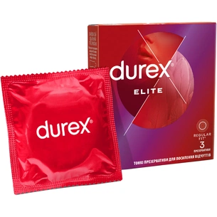 Презервативи Durex Elite латексні з силіконовою змазкою (тонкі) 3 шт. (5010232954236) зображення 1