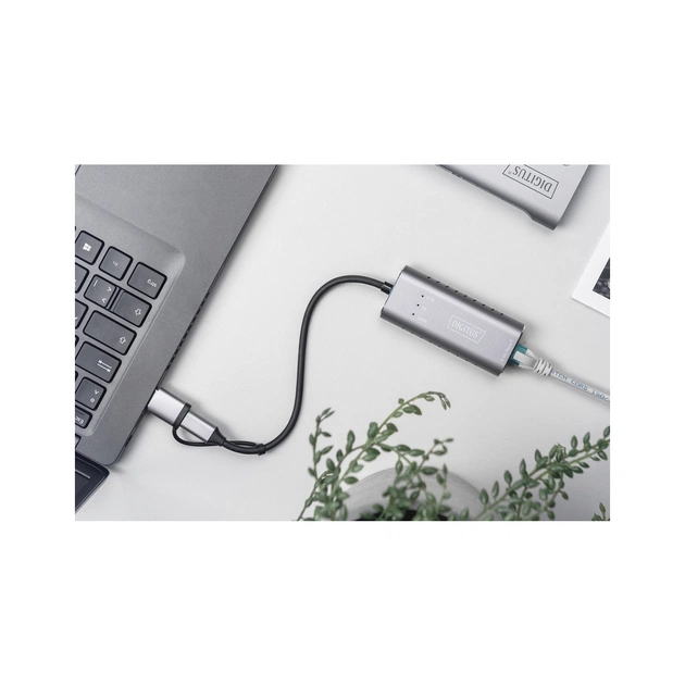 Перехідник USB-C + USB 3.0 to RJ45 2500Mbps Ethernet Digitus (DN-3028) - picture 3
