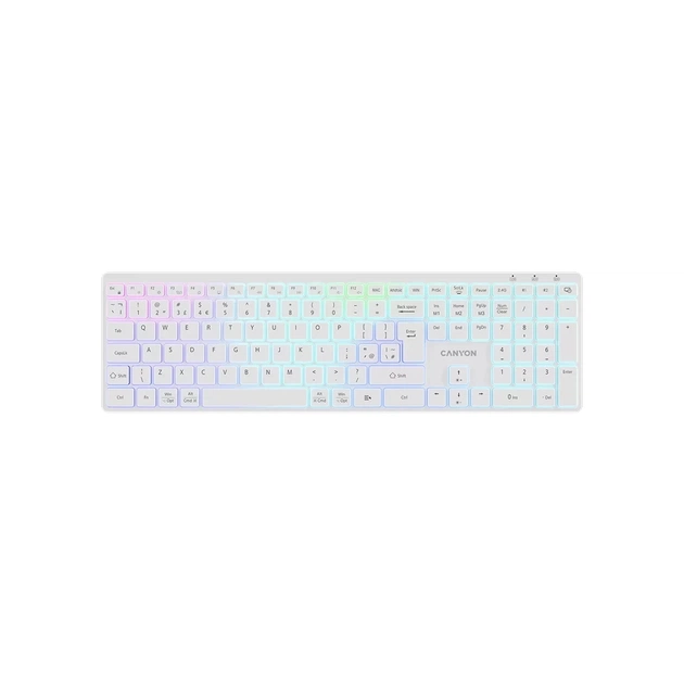 Клавіатура Canyon HKB-W11 Slim Dual Mode Wireless/Bluetooth RGB UA White (CNS-HBTK11W) - зображення 1