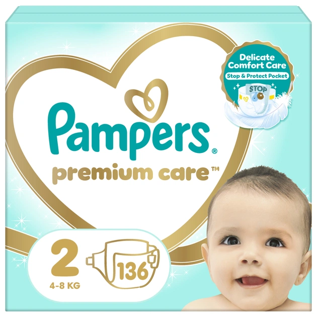 Підгузки Pampers Premium Care Розмір 2 (4-8 кг) 136 шт (8006540855812) - зображення 1