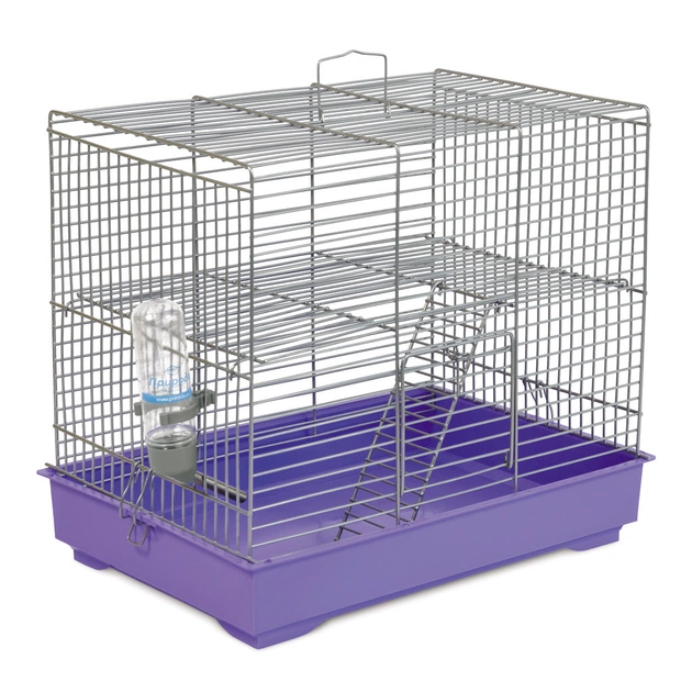 Клітка для гризунів Природа Міки 37x32x26 см з драбинкою хром/фіолетова (4823082415151) - picture 1