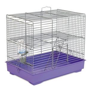 Клітка для гризунів Природа Міки 37x32x26 см з драбинкою хром/фіолетова (4823082415151) изображение 1