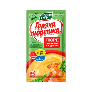 Їжа швидкого приготування Тьотя Соня Пюре горохове з куркою 50 г (4820015105172) зображення 1
