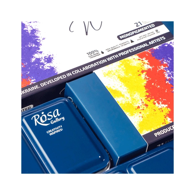 Акварельні фарби Rosa Gallery Monopigmented в метал. пеналі Індиго 21 кольорів кювета (4823098525721) - picture 5