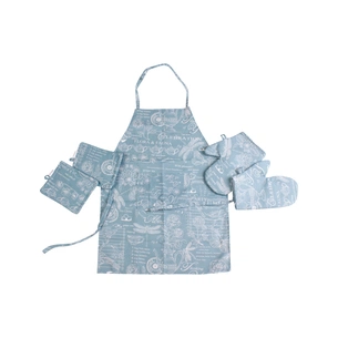 Фартух MirSon Набір №211 - Green birds дві прихватки + дві рукавички-прихватки + фартух (2200006754206) зображення 1