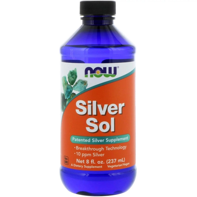 Мінерали Now Foods Колоїдне Срібло, Silver Sol, 8 рідких унцій (237 мл) (NOW-01408) - зображення 1