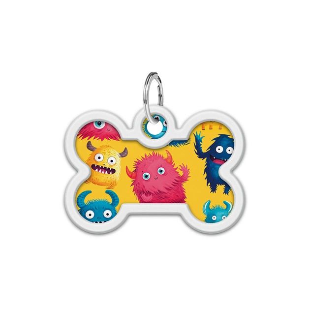 Адресник для тварин WAUDOG Smart ID з QR паспортом "Мохнаті монстри", кістка 40х28 мм (231-4050) - picture 2