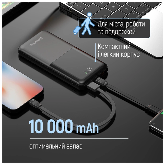 Батарея універсальна ColorWay 10 000 mAh PD/22.5W, QC/3.0, LCD, Black (CW-PB100LPB3BK-PDD) - зображення 8