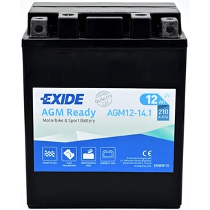 Аккумулятор автомобильный EXIDE Мото Ready AGM 12Ah (+/-) (210EN) (AGM12-14.1) изображение 1