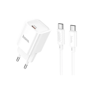 Зарядний пристрій HOCO C148A USB-C PD30W + cable USB-C to USB-C white (6942007630320) зображення 1