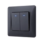 Вимикач Videx BINERA 2кл з підсвіткою чорний графіт (VF-BNSW2L-BG) - зменшене зображення 1