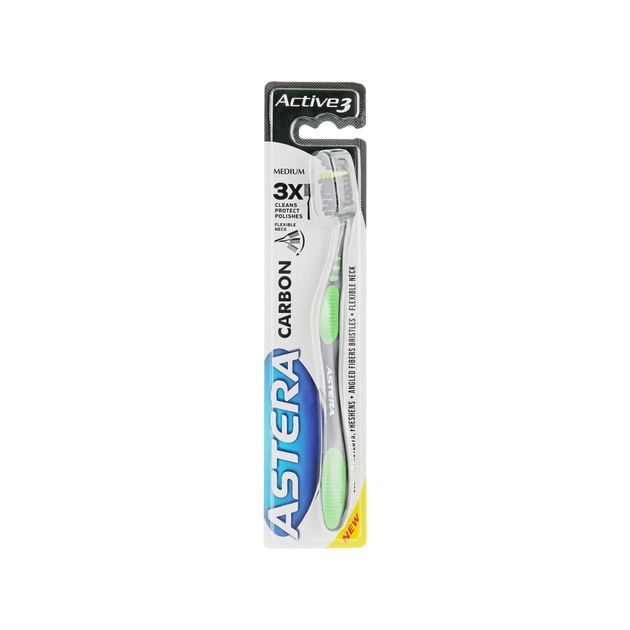 Зубна щітка Astera Active 3 Carbon Medium Середньої жорсткості (3800013519998) - зображення 1