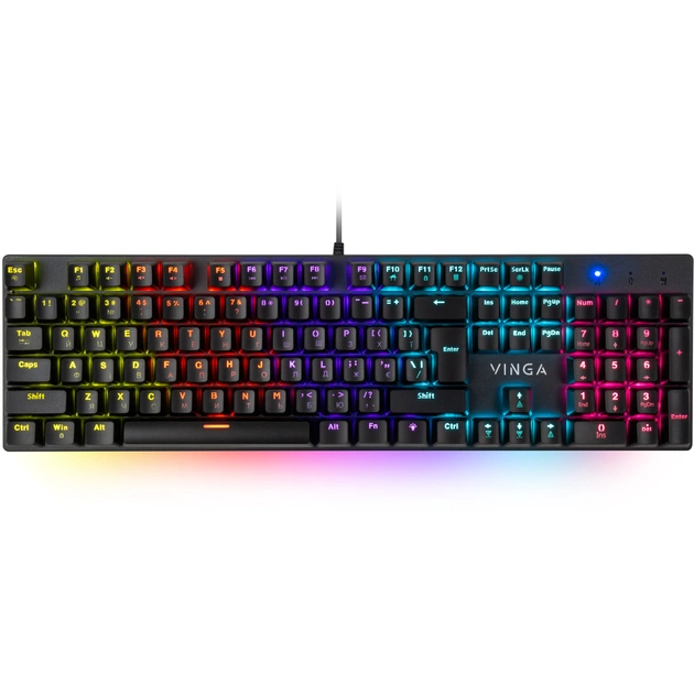 Клавіатура Vinga KBGM-100 LED Blue Switch USB Black (KBGM-100 Black) - зображення 1