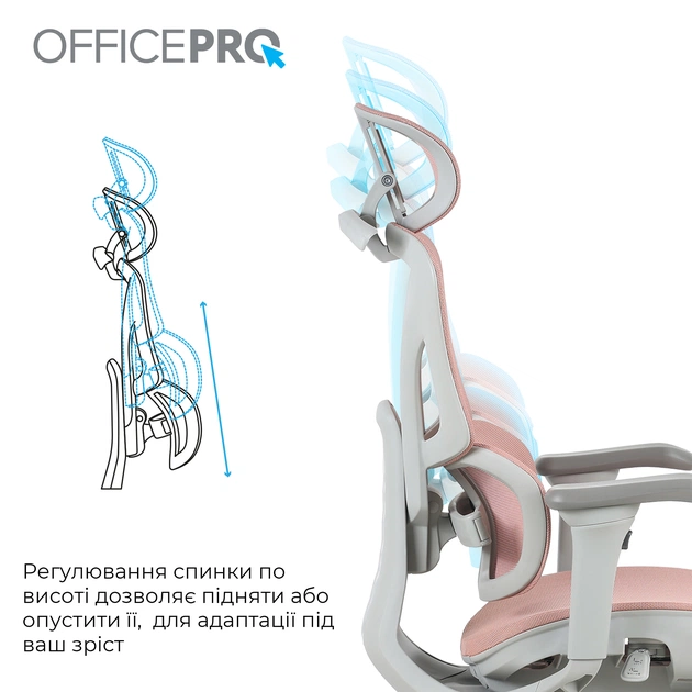 Кресло офисное OfficePro Elite OC950GLP Gray/Light Pink - изображение 4