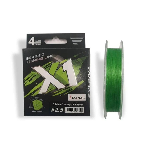 Шнур Favorite X1 PE 4x 150m 2.5/0.260mm 35lb/16.4kg Light Green (1693.11.34) - изображение 1