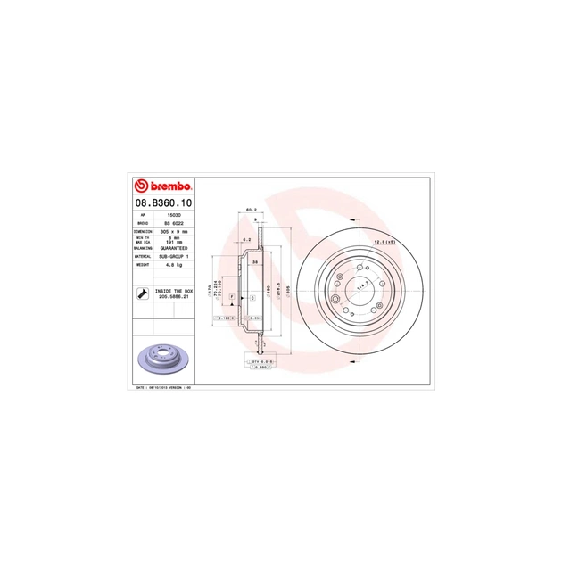 Тормозной диск Brembo 08.B360.10 - изображение 1