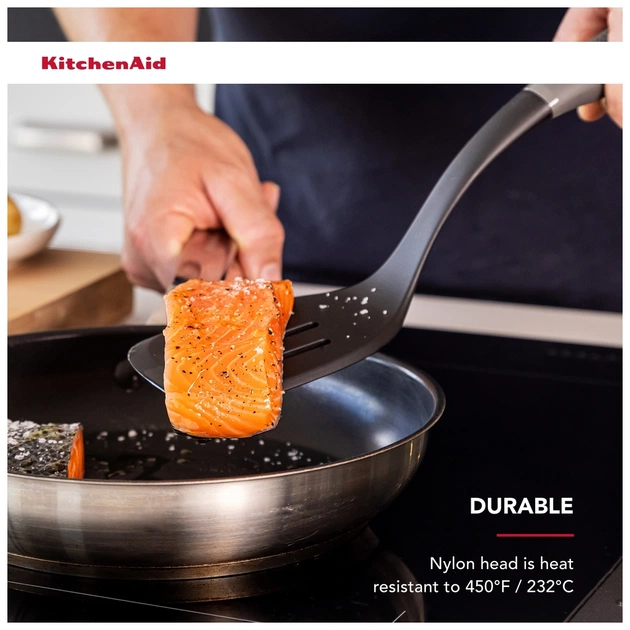 Лопатка кухонна KitchenAid Coreline з прорізами, 34,3 см, сірий (KAS002OHCGG) - picture 5