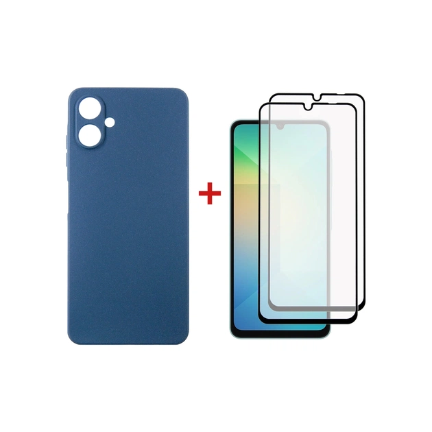 Чохол до мобільного телефона Dengos Kit Samsung Galaxy A06 Carbon + 2 pcs glass (Blue) (DG-CTG2P-06) - зображення 1