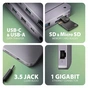 Концентратор AXAGON USB-C 12-in-1 HDMI + DisplayPort + RJ45 1000Mbps + PD100W aluminum gray (HMC-12GM2) - зменшене зображення 3