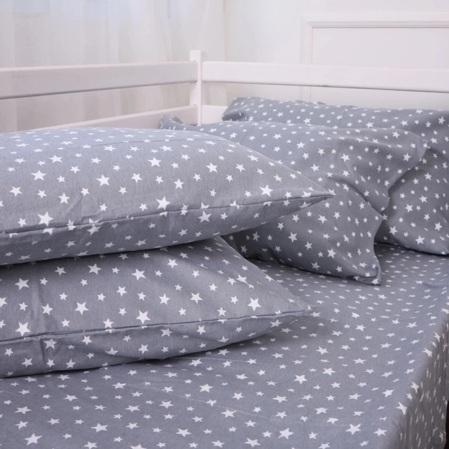 Постільна білизна MirSon 012 Grey Stars Фланель 2 x 160 x 220 Сімейний Євро (2200009653155) - picture 12