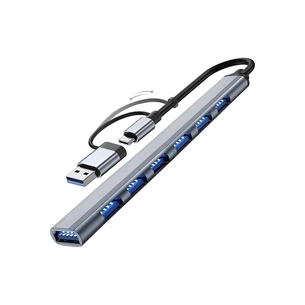 Концентратор Dynamode USB-C + UAB-A to 1xUSB 3.0 + 6xUSB 2.0 gray (DM-UH-701AC) зображення 1