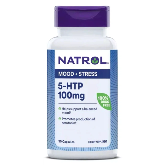Амінокислота Natrol 5-HTP (Гідрокситриптофан), 100 мг, 5-HTP, 30 капсул (NTL04093) - зображення 1