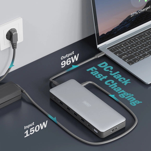 Порт-реплікатор Digitus USB-C > 3xHDMI/2xDP/4xUSB-A/USB-C/RJ54/DC/Audio (DA-70918) - зображення 10