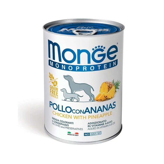 Консервы для собак Monge Dog Fruit Monoprotein курица с ананасом 400 г (8009470014311) - изображение 1