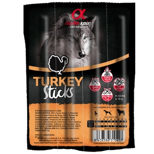 Ласощі для собак Alpha Spirit DOG Sticks Turkey напіввологі з індички, палички 40 г (8436586310417) зображення 1