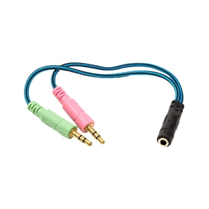 Перехідник 3.5mм 4pin (F) to 2x3.5mм 3pin (M), 0.22m PowerPlant (CA913084) зображення 1