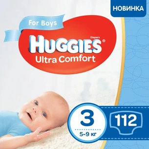 Підгузки Huggies Ultra Comfort 3 Box для хлопчиків (5-9 кг) 112 шт (5029053547817) зображення 1