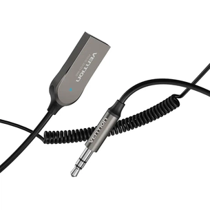 FM модулятор Vention AUX TRS 3.5мм USB Bluetooth 5.0 Coiled Cable 1.5M Gray Zinc (NAGHG) изображение 1
