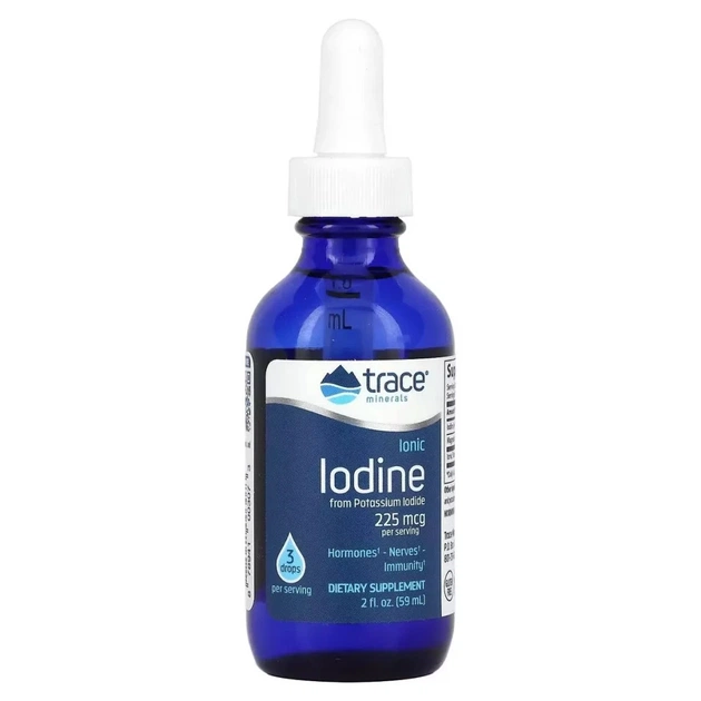 Мінерали Trace Minerals Йод іонний у краплях, 225 мкг, Ionic Iodine, 59 мл (TMR-00307) - зображення 1