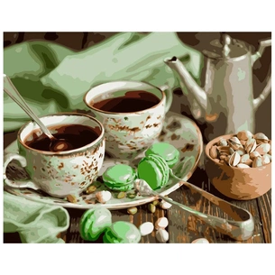 Картина по номерам Strateg Кава на двох з макарунами 40х50 см (VA-2817) зображення 1