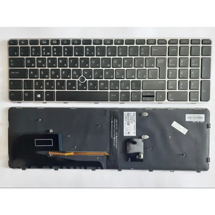 Клавіатура ноутбука HP EliteBook 850 G3/G4, 755 G3, ZBook15u G3/G4 чорна зі сріблястою рамкою та ТП (A46082) зображення 1