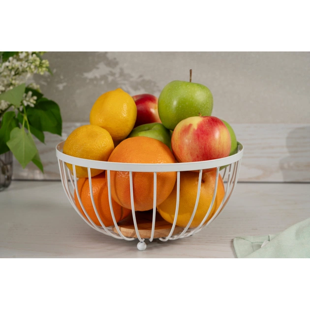 Фруктовниця Ardesto Midori 25х25х13см, метал, дерево, білий (AR0904W) - picture 8