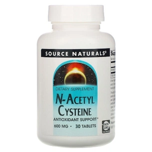 Аминокислота Source Naturals NAC (N-Ацетил-L-Цистеин), 600 мг, N-Acetyl Cysteine, 30 таблеток (SN0849) изображение 1