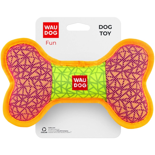 Игрушка для собак WAUDOG Fun Кость 20х12 см розовая (62087) - изображение 1
