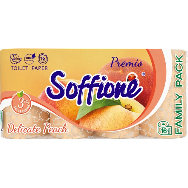 Туалетний папір Soffione Premio Delicate Peach 3 шари 16 рулонів (4820003836347) - изображение 1
